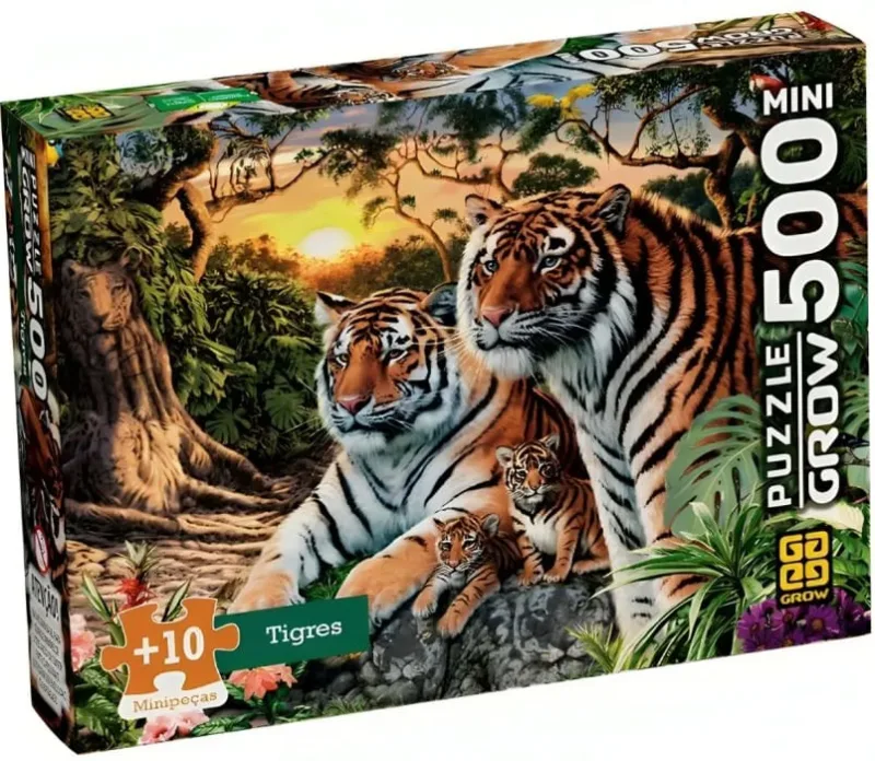 Quebra-Cabeça Mini 500 Peças Tigres - LC - Brinquedos