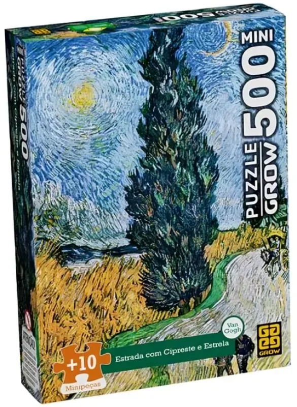 Quebra-Cabeça Mini 500 Peças Estrada Com Cipreste E Estrela Van Gogh - LC - Brinquedos