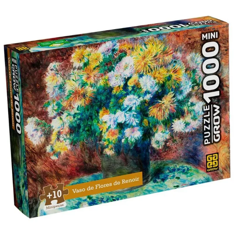 Mini Quebra-Cabeça 1000 Peças - Vaso de Flores de Renoir - Grow