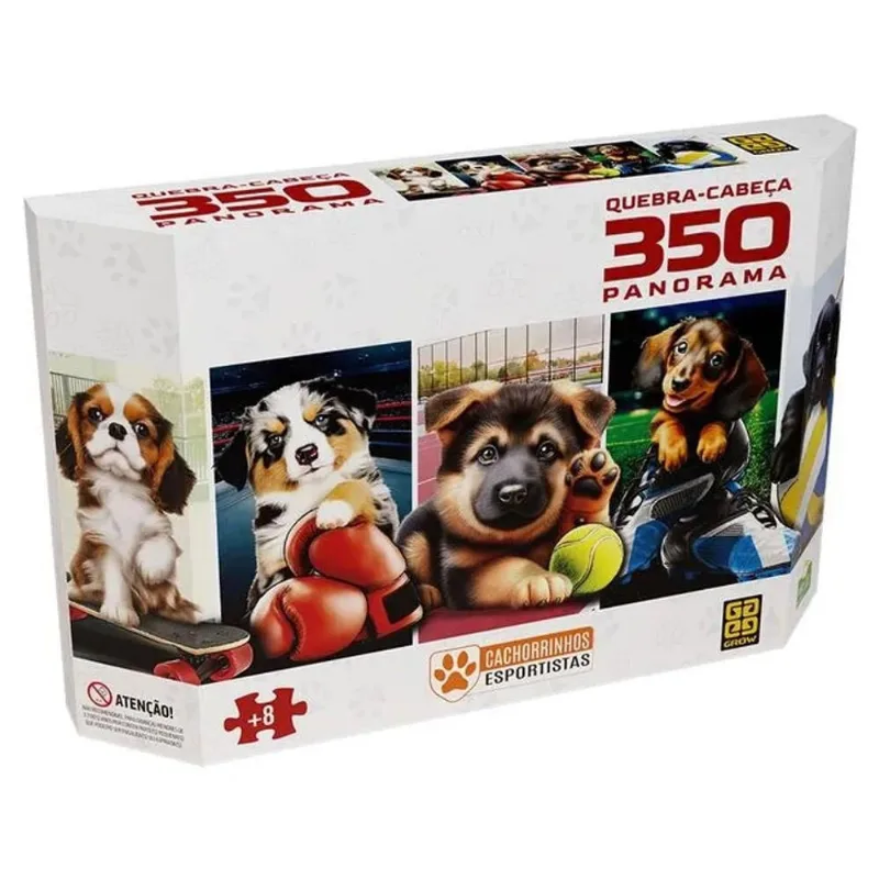 Quebra-Cabeça 350 Peças Panorâmica Cachorrinhos Esportistas - Grow