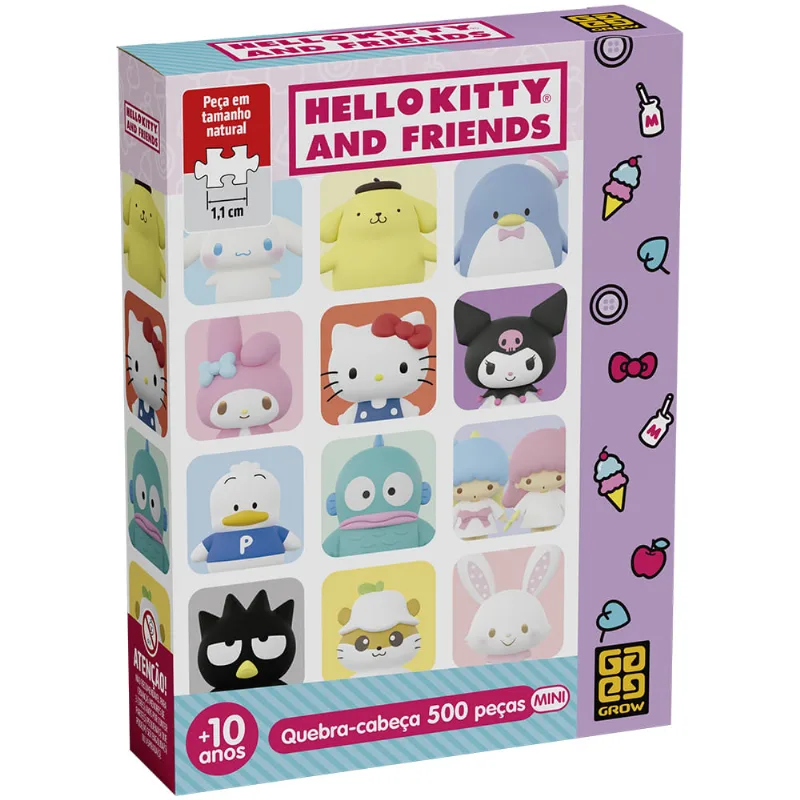 Quebra-Cabeça - Mini - Hello Kitty E Amigos- 500 Peças - Grow