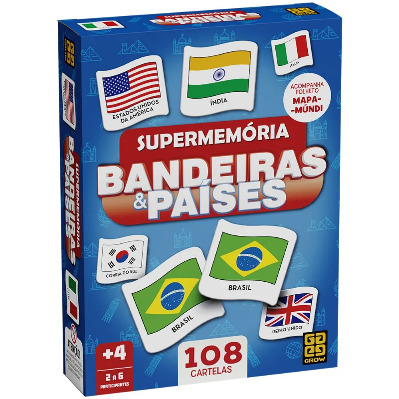 Jogo De Memória - Supermemoria - Bandeiras E Países - Grow