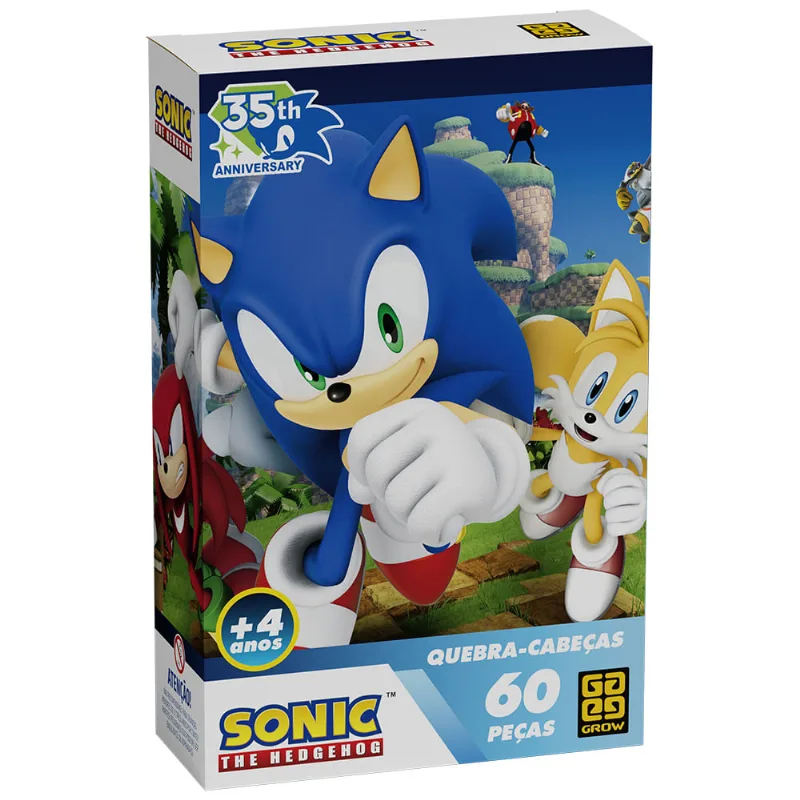 Quebra-Cabeça - Sonic - 60 Peças - Grow