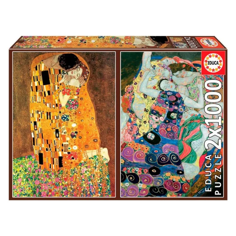 Puzzle 1000 Peças Duplo O Beijo e a Virgem Klimt - Educa 18488