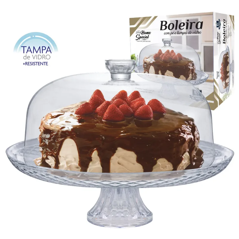 Boleira Vidro Ruvolo Com Pé E Tampa