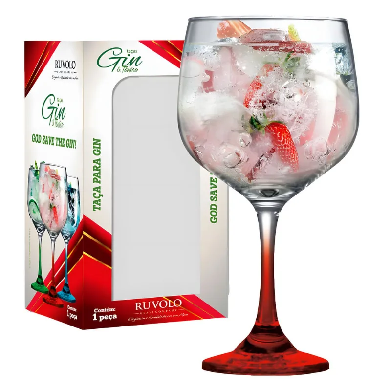 Taça p/ Gin Ruvolo Gin Haste Vermelha 695ml