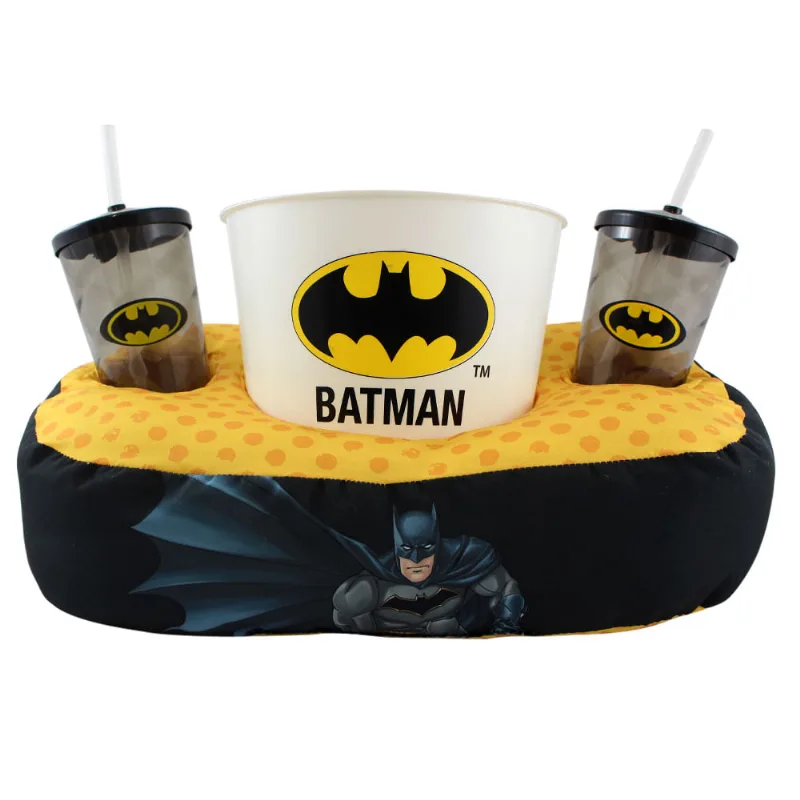Almofada com Copo e Balde de Pipoca - DC Comics - Liga da Justiça - Batman - Zona Criativa