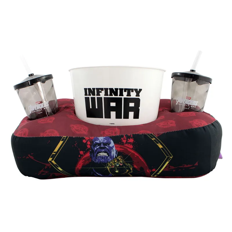 Almofada com Copo e Balde de Pipoca - Disney - Marvel - Vingadores - Guerra Infinita - Zona Criativa