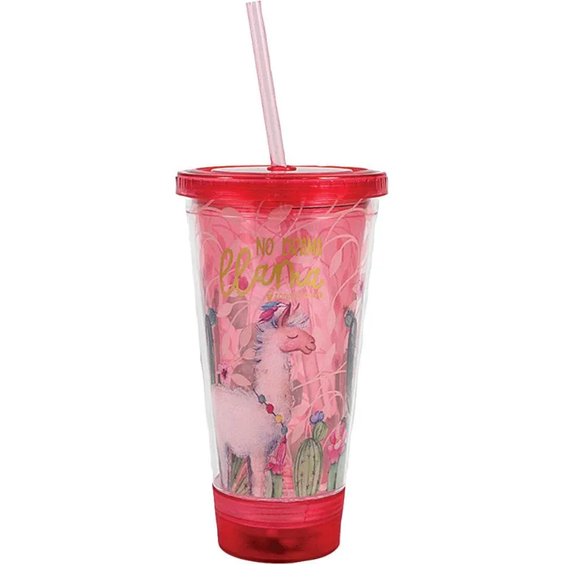 Copo com Canudo e Led 500ml Zona Criativa Lhama