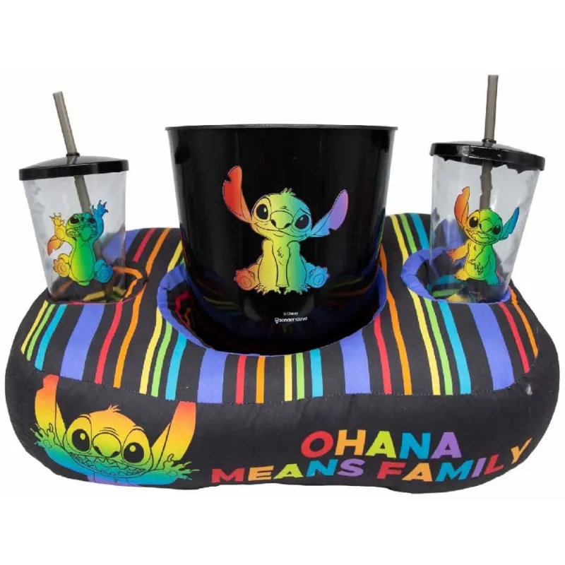 Kit Balde de Pipoca + Almofada + Copos - Stitch Pride