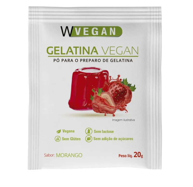 Gelatina Vegan 20g Sabor Morango WVegan - Não Informado - Mercearia