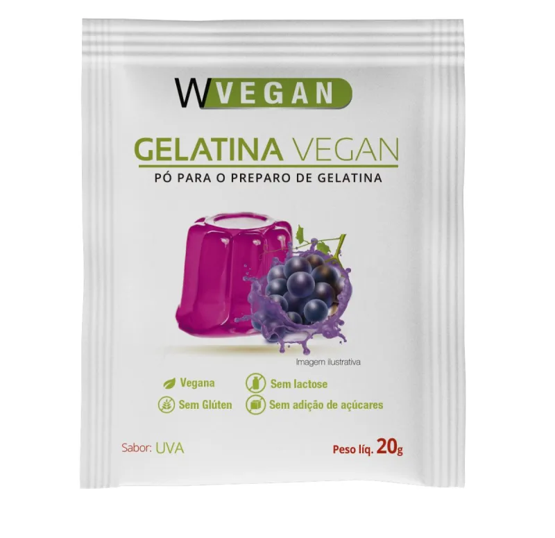 Gelatina Vegan 20g Sabor Uva WVegan - Não Informado - Mercearia