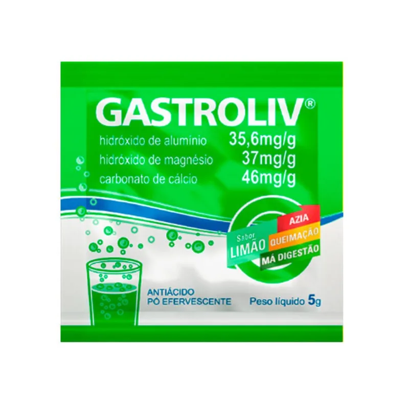 Antiácido Efervescente Gastroliv Sabor Limão 5g