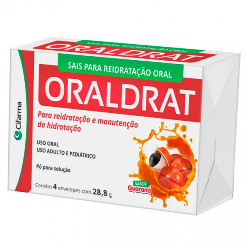 Oraldrat Pó 28,8g 4 Sachês Sais Para Reidratação Oral Sabor Guaraná Cifarma