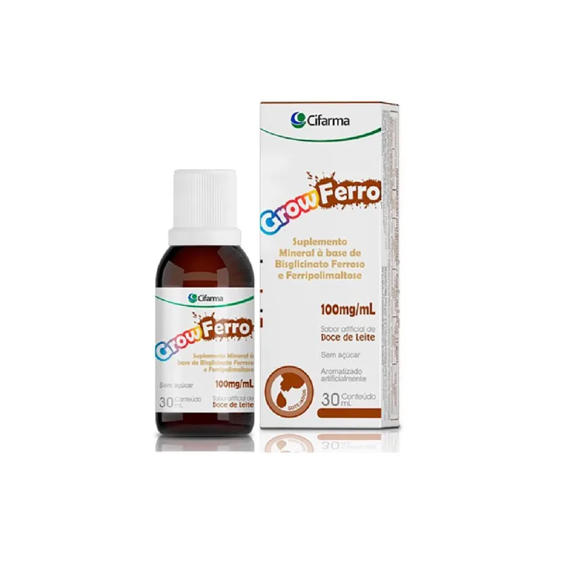 Grow Ferro 100mg/ml Sabor Chocolate Solução Oral Gotas Pediátrico 30ml - Grow - Medicamentos E Saúde