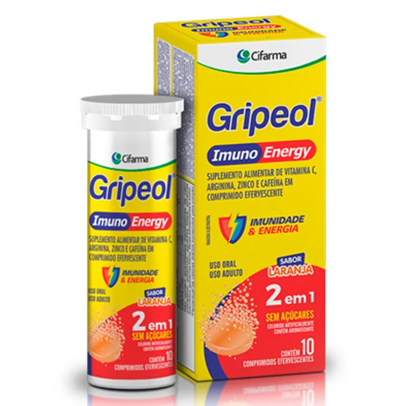Gripeol Imuno Energy 10 Comprimidos Efervecentes Sabor Laranja Cifarma