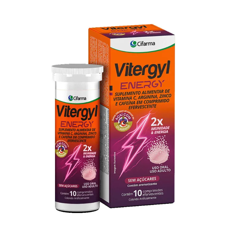 Vitergyl Energy Com 10 Comprimidos Efervescentes Acai Com Guarana