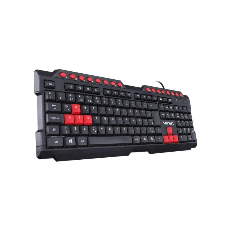 Teclado Gamer Vinik GT100 ABNT2 com Anti-Ghosting e Resistência a Derramamento Preto e Vermelho - VINIK - Games