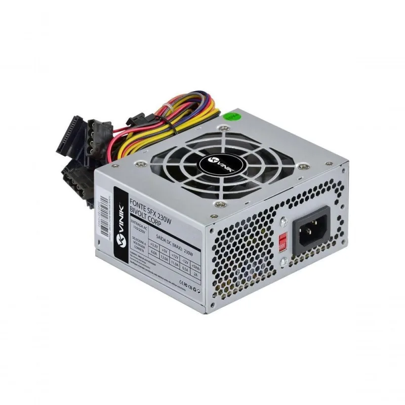 Fonte para Gabinete SFX VFS230 230W REAL Bivolt Manual 110-220V com Cooler 80MM Preto Vinik - VINIK - Instrumentos Musicais