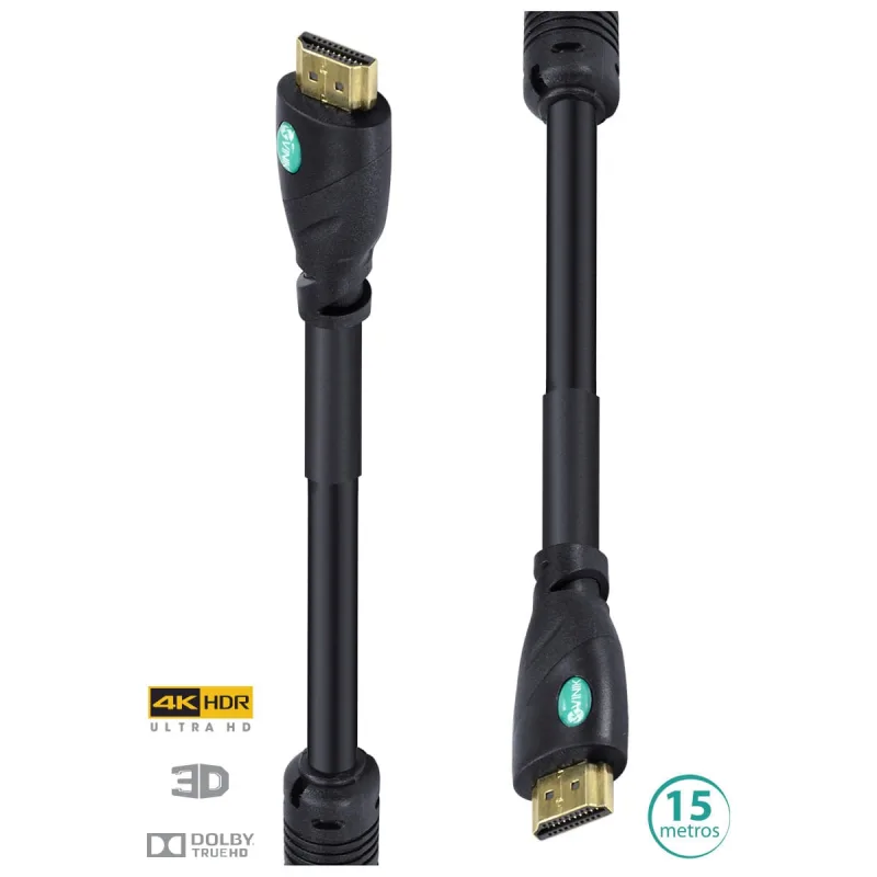 Cabo HDMI 2.0 4K 3D Ethernet Filtro 15m Vinik - VINIK - Informática