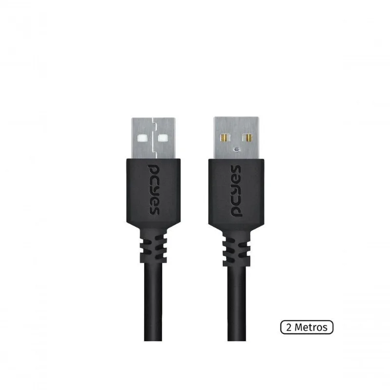 Cabo De Dados Usb A 2.0 Macho Para Usb A 2.0 Macho 28awg Puro Cobre 2 Metros - Puam2-2 - PCYES - Informática