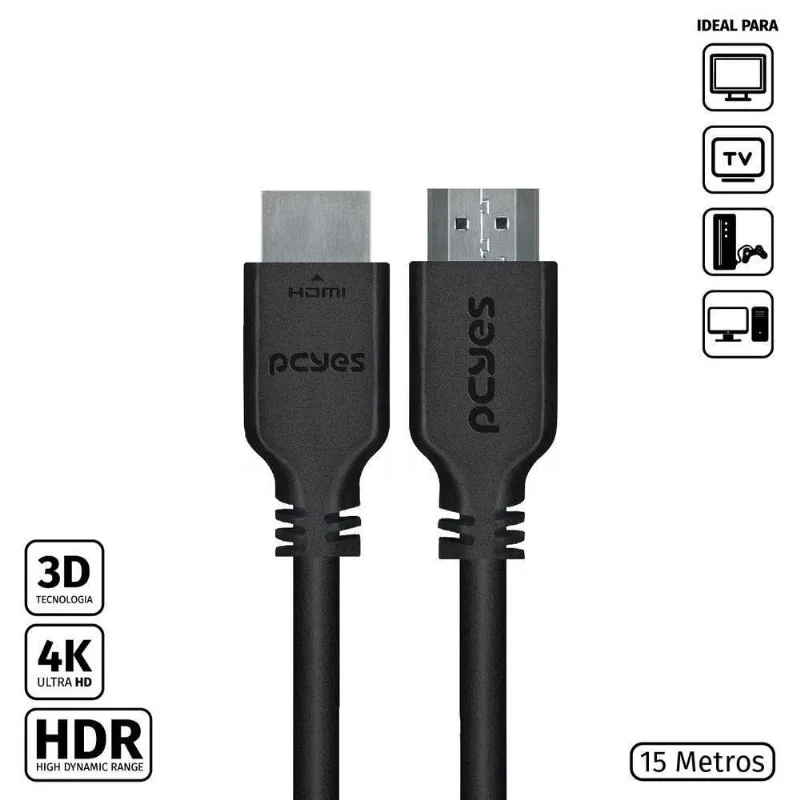 Cabo Hdmi 2.0 4k 30awg Puro Cobre 15 Metros - Phm20-15