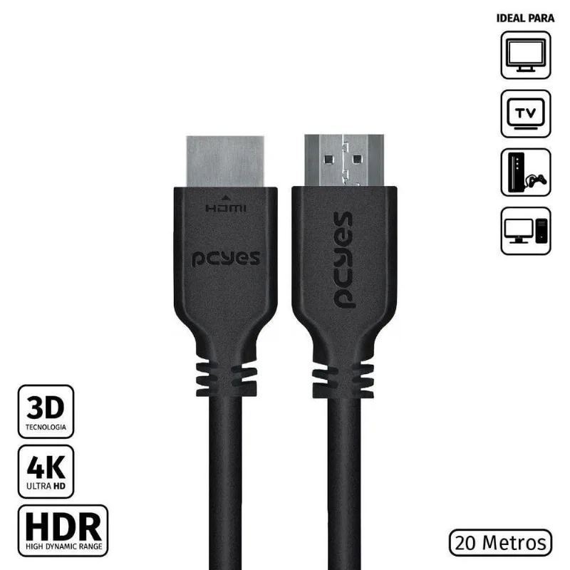 Cabo Hdmi 2.0 4k 30awg Puro Cobre 20 Metros - Phm20-20