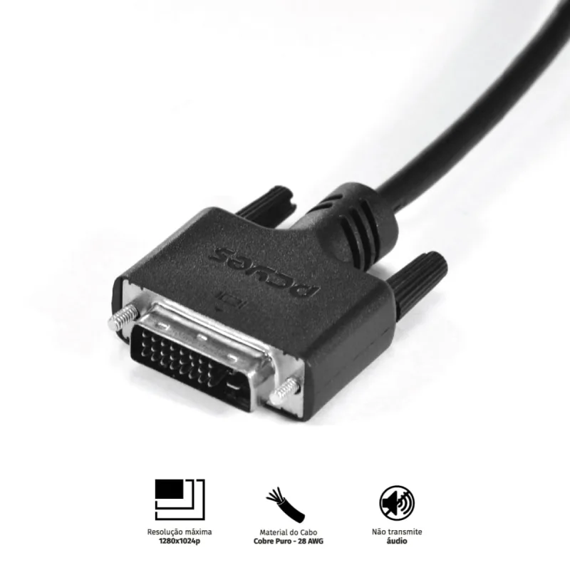 Cabo DVI I 24 5 para VGA 15 Pinos Macho 2 Metros PCYES - PCYES - Informática