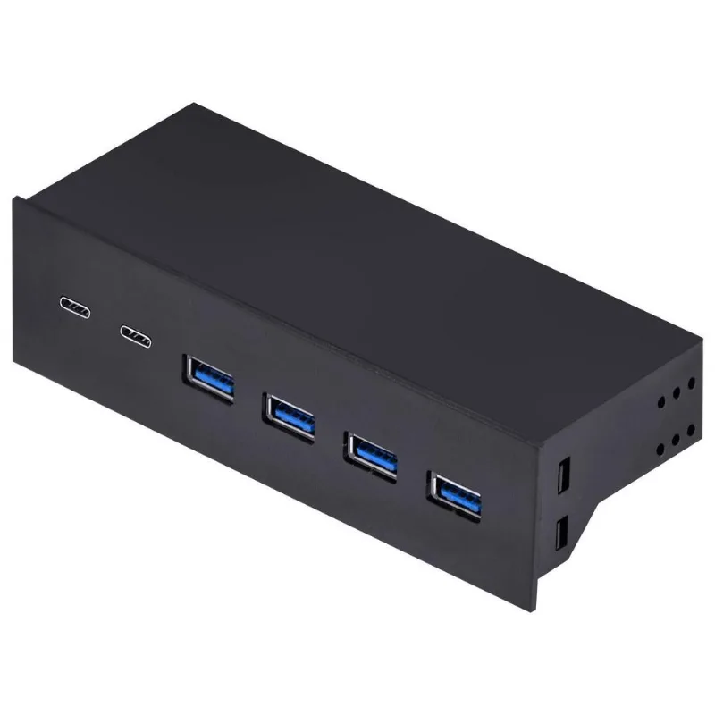 Placa Usb Para Baia 5.25' Com 4 Usb 3.0 + 2 Usb Tipo C / Type C 3.1 + Cabo - P4u2c-525