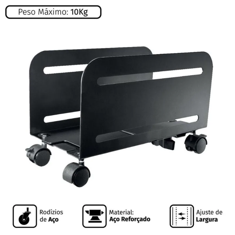 Suporte Para Cpu Ajustável Com Rodízio - Modelo Plmsc02 - pcyes - Agro