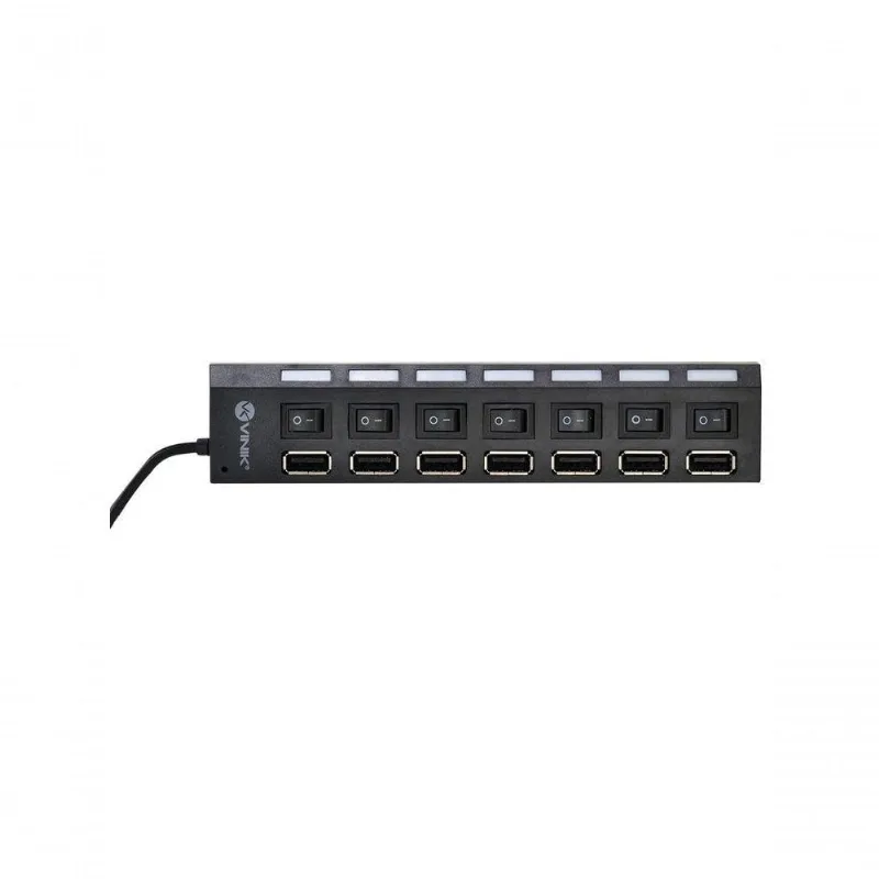 Hub USB 2.0 7 Portas HUV-40 com LED Indicador e Interruptores Individuais Preto Vinik