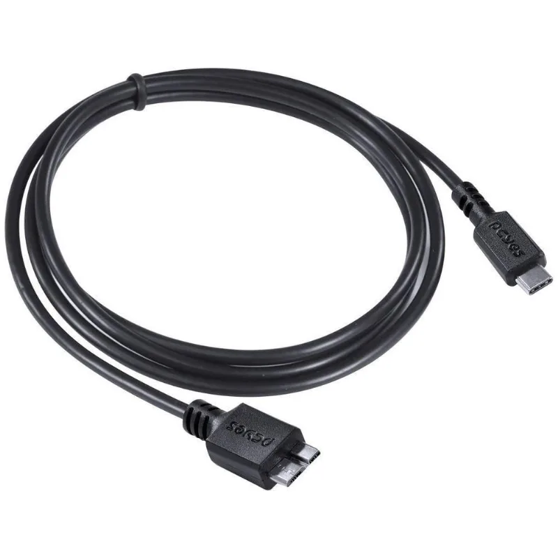 Cabo USB Tipo C para Micro USB B 3.0 1m para HD Externo Preto 5Gbps 5V 3A Pcyes