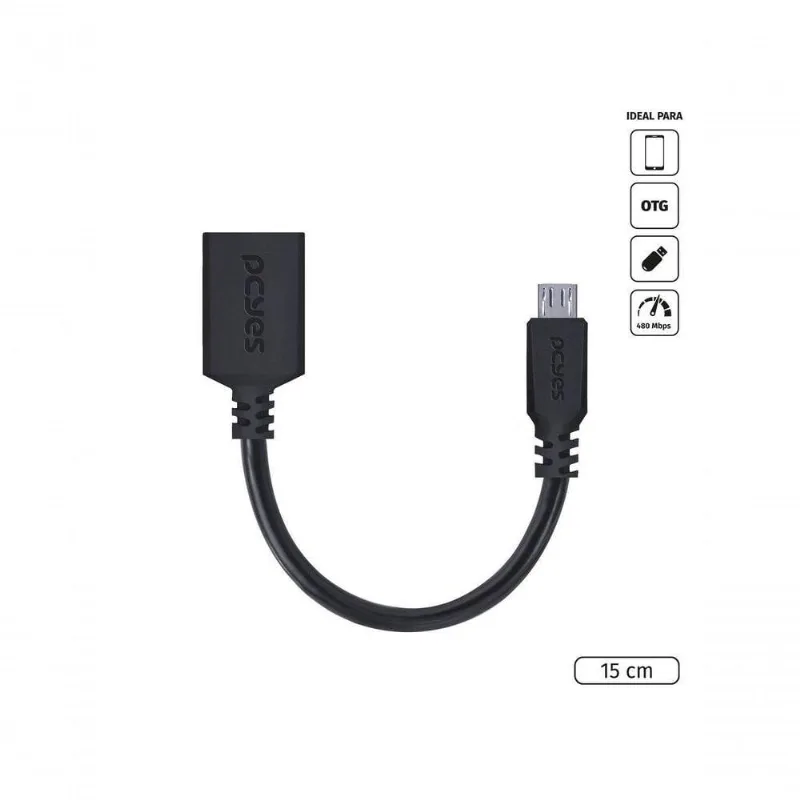 Adaptador Otg Micro Usb para Usb 2.0 15cm Preto para Conectar Dispositivos em Cobre Pcyes