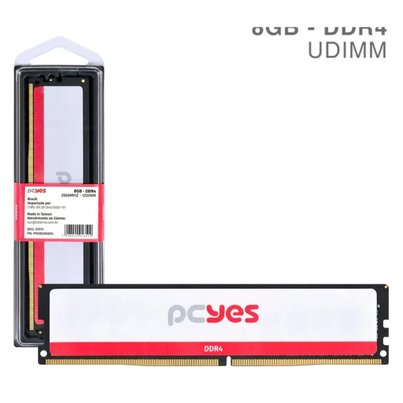 Memória Desktop Pcyes PM082666D4 DDR4 8GB 2666MHZ Preto (MP)