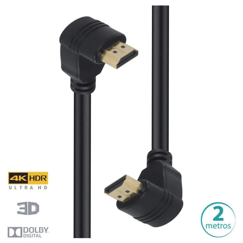 Cabo Hdmi 2.0 4K Ultra Hd 3D Conexao Ethernet Conectores 90* 2 Metros - H20B90-2 - Vinik - Agro