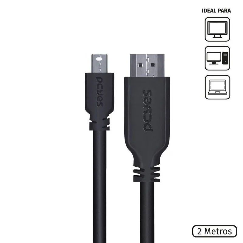 Cabo Mini Displayport Macho Para Hdmi 2.0 Macho 2 Metros - Pmdph-2 - PCYES