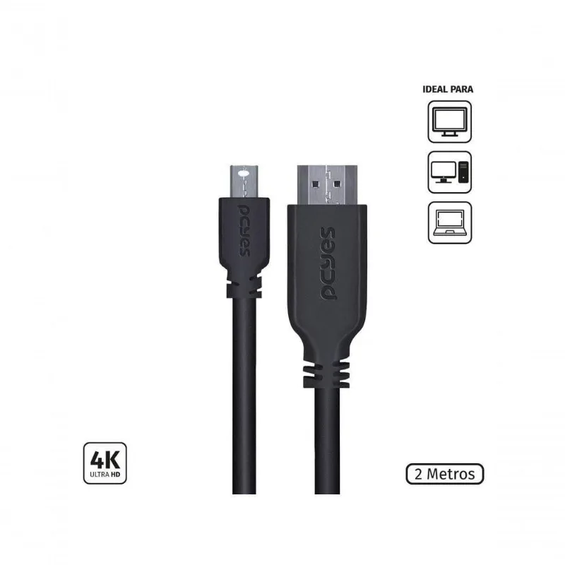 Cabo Mini Displayport Macho Para Hdmi 2.0 Macho 2 Metros - Pmdph4k-2