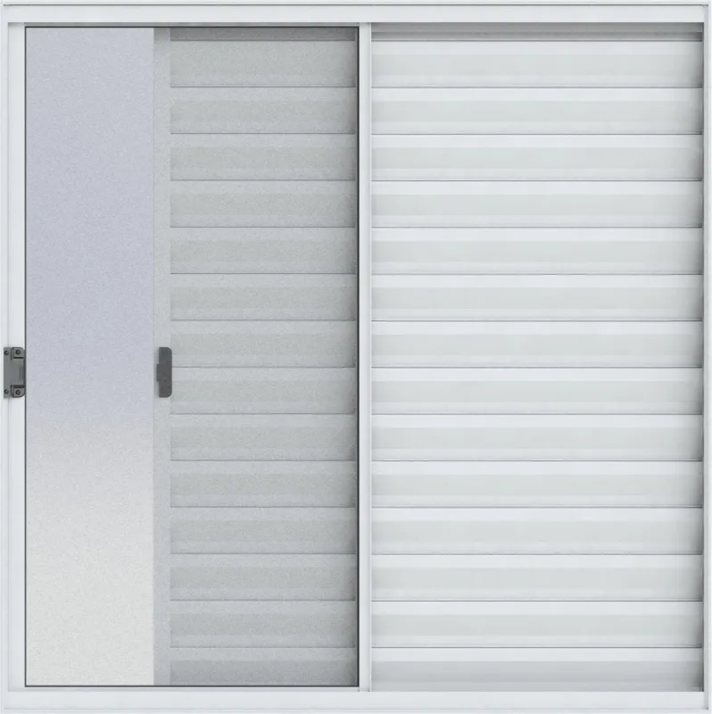 Janela de Alumínio de Correr Alumasa Tuo com Veneziana 1145278 100x100cm Branco 3 Folhas Sem Grade - Alumasa - Construção