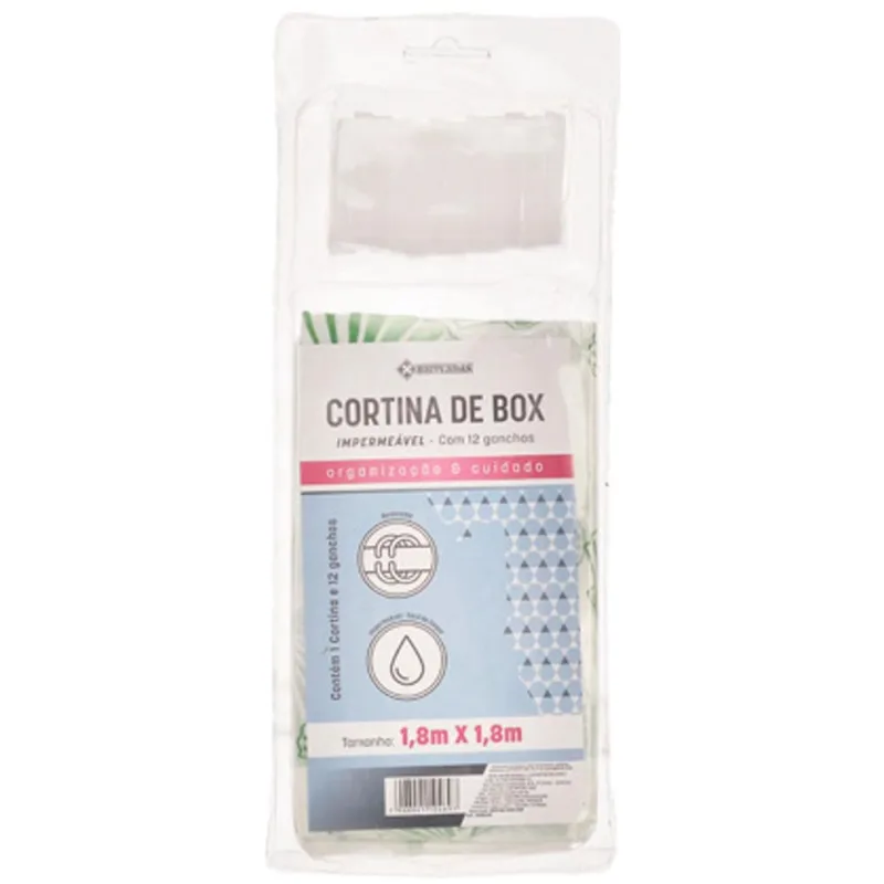 Cortina Para Box 1,8X1,8M Com 12 Ganchos
