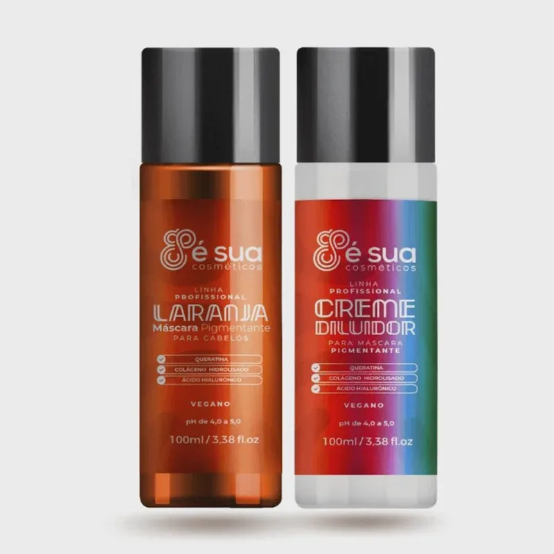 Combo 01 Tonalizante Ruivo Laranja + 01 Creme Diluidor 100ml - é sua com Ácido Hialurônico, Colágeno Hidrolisado e Queratina