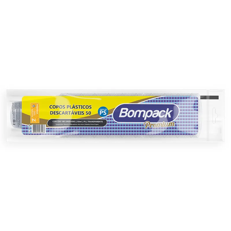 Copo Descartável Bompack Premium 50ml com 100 Unidades