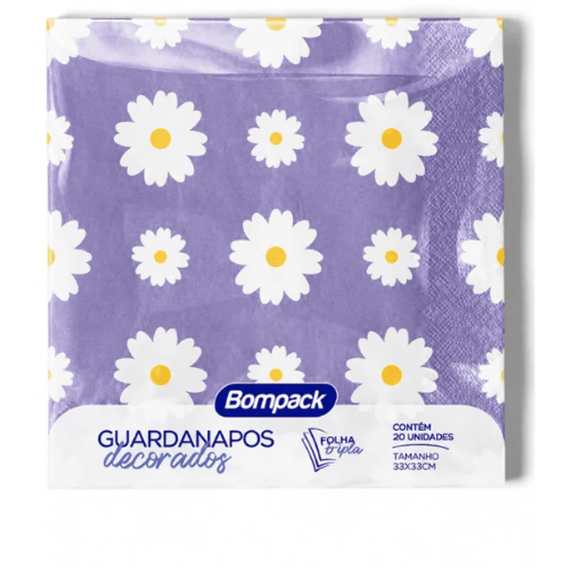 Guardanapo Papel Bompack Com 20und Margarida Lilás