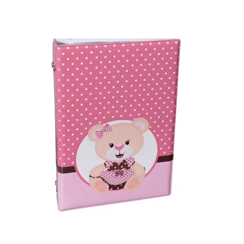 Álbum fotográfico 300 Fotos 10x15 Memo ursinha rosa Bebê Ursa Bebe - Não Disponível - Papelaria