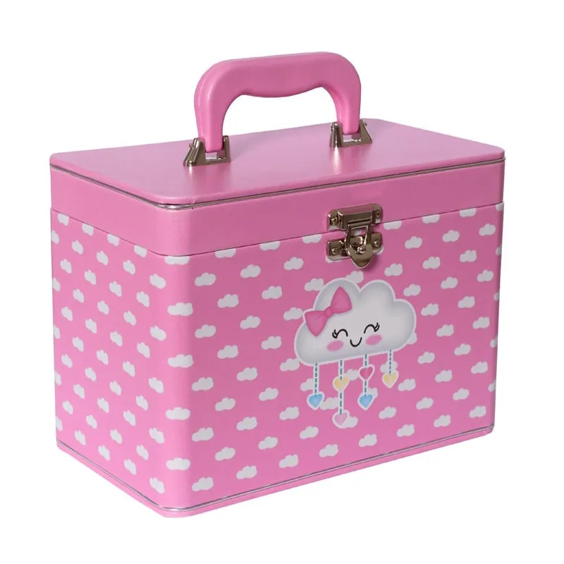 Maleta Box 10x15 600 fotos 6 Álbuns Fotográficos nuvem rosa Chuva de Amor Bençãos Bebê - Não Disponível - Papelaria