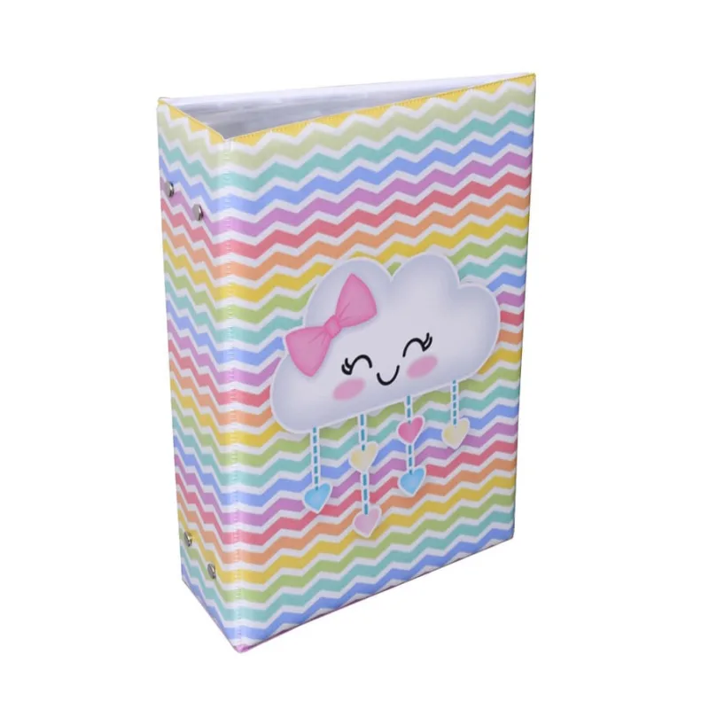 Álbum Fotográfico Para 500 Fotos 10x15 - chuva de amor colorido - Infantil Bebê Menina Nuvem - Não Disponível - Papelaria