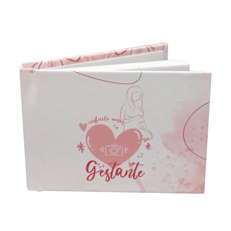 Instalivro Álbum 15x21 Autocolante Horizontal para 20 fotos gestante rosa Bebê Grávida - Não Disponível - Papelaria