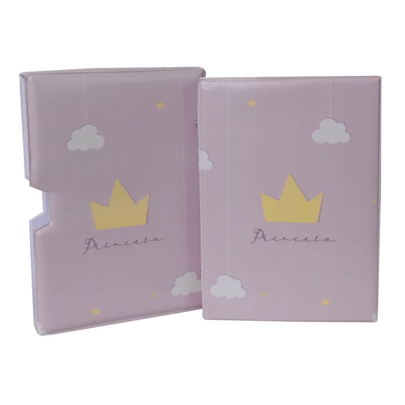 Luva E Álbum Fotográfico 60 Fotos 15x21 princesa coroa Bebê Infantil Rosa - Não Disponível - Papelaria