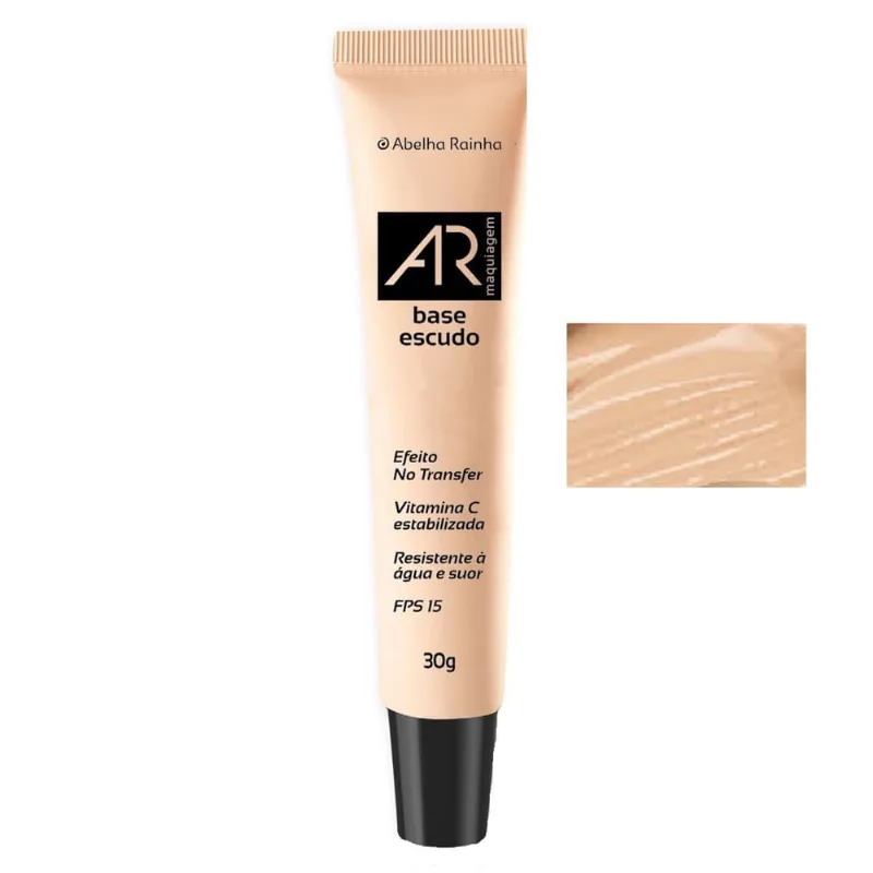 Base Escudo Líquida Com Vitamina C Bege Natural fps 15 Ar Maquiagem Abelha Rainha 30g