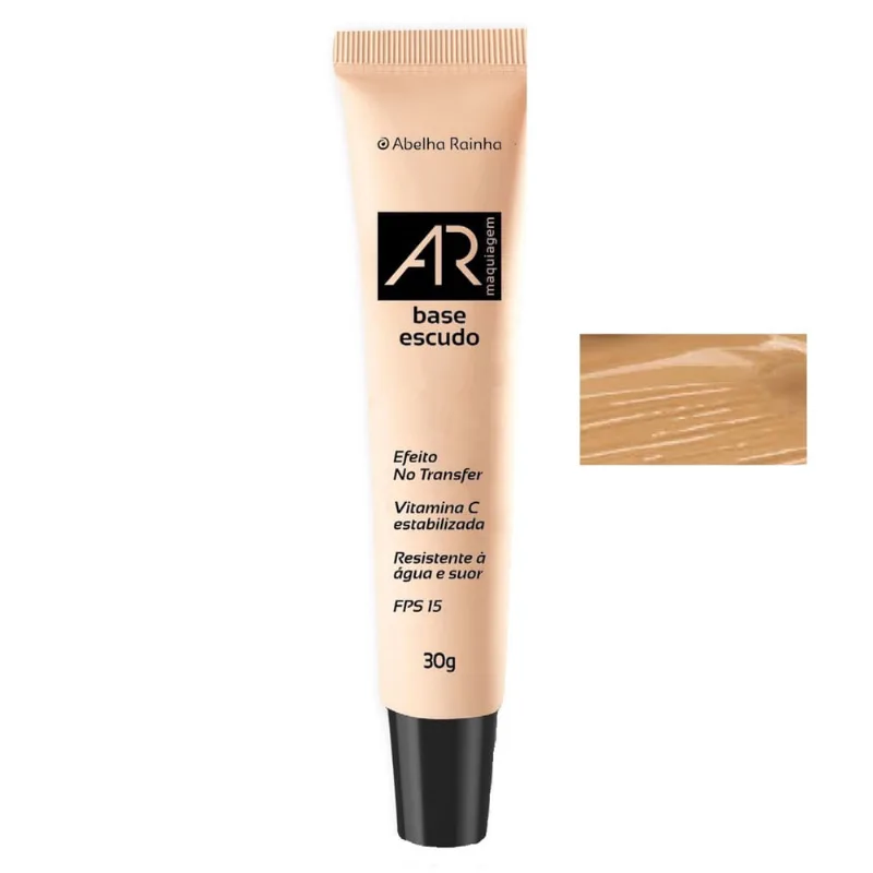 Base Escudo Líquida Com Vitamina C Marrom Claro fps 15 Ar Maquiagem Abelha Rainha 30g