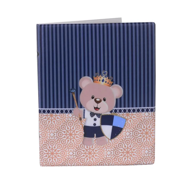 Álbum Fotográfico 20x25 para 80 Fotos urso escudo Azul Newborn Bebê Infantil Ursinho - Não Disponível - Papelaria